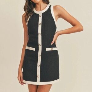 Pomander Place Violeta Sleeveless Mini Dress-Black Pinstripe-Women’s XS-Prep-NEW